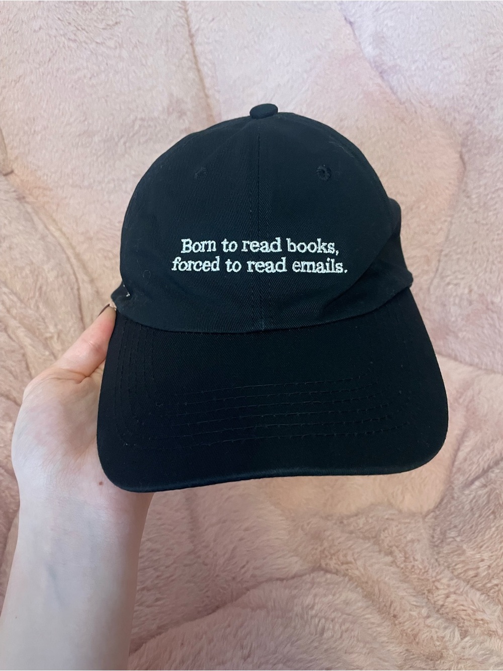 Book of the month black embroidered baseball cap